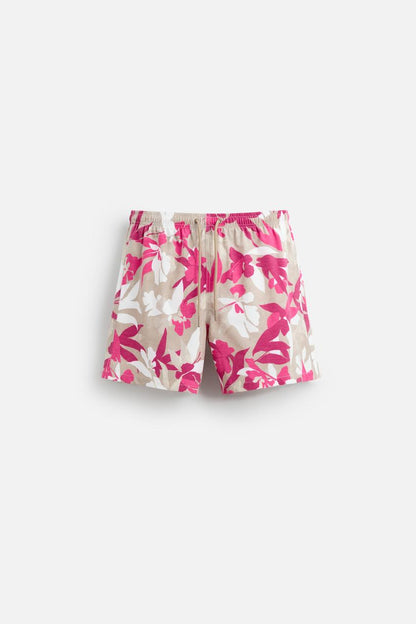 LONG FLORAL PRINT SWIMMING TRUNKS
