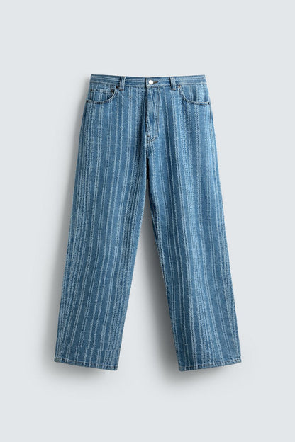 TEXTURED STRIPE JEANS