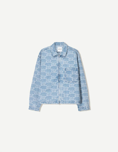 DENIM JACQUARD OVERSHIRT WITH ZIP