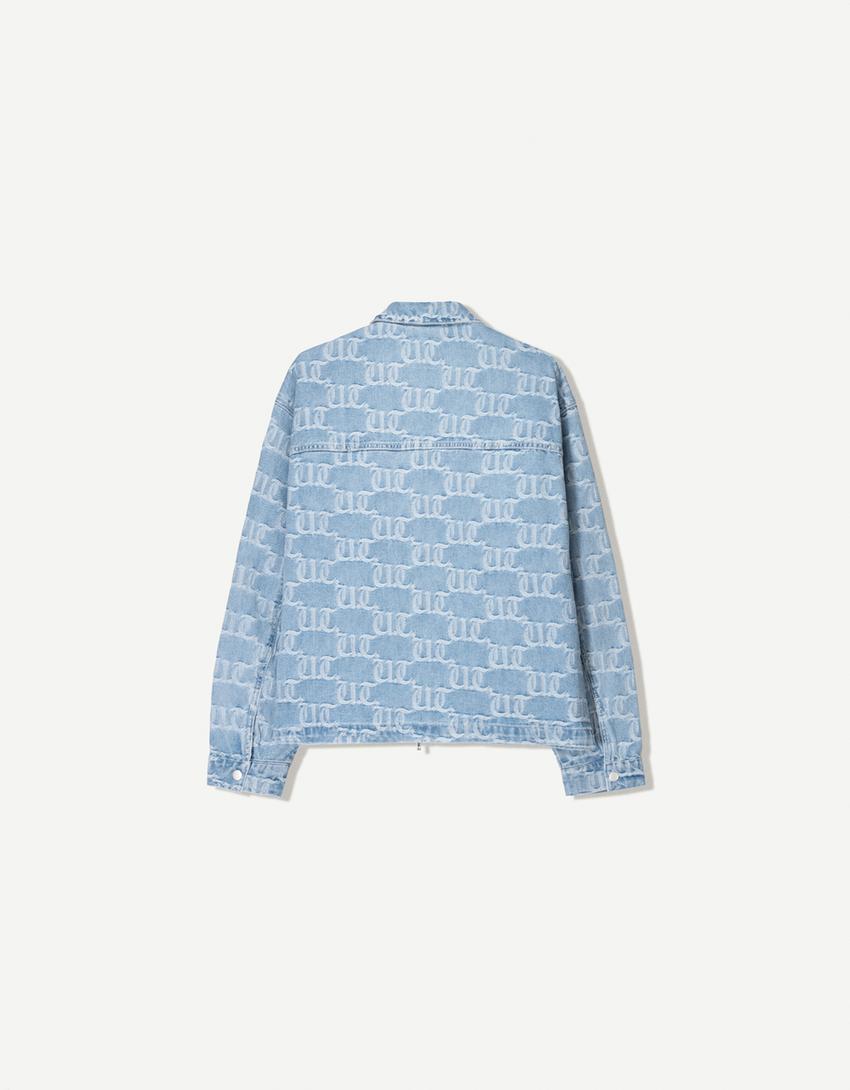 DENIM JACQUARD OVERSHIRT WITH ZIP