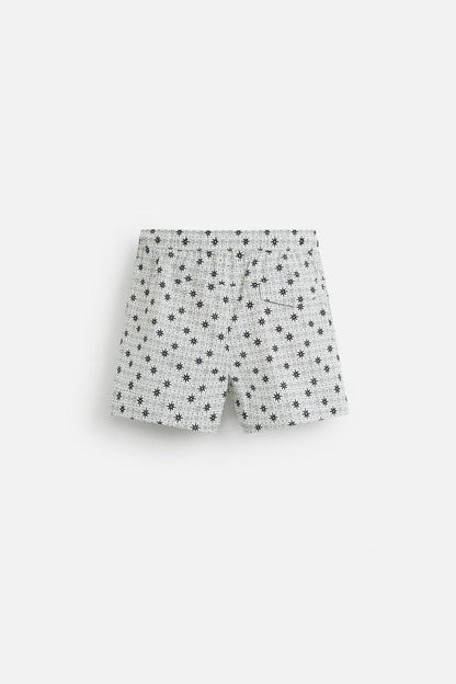 GEOMETRIC PRINT MID-LENGTH SWIMMING TRUNKS
