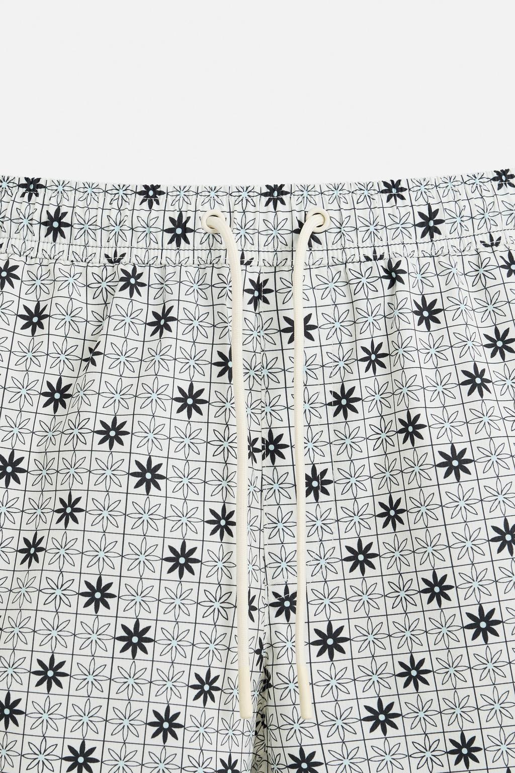 GEOMETRIC PRINT MID-LENGTH SWIMMING TRUNKS