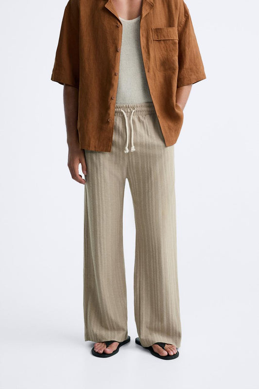 STRIPED JACQUARD TROUSERS