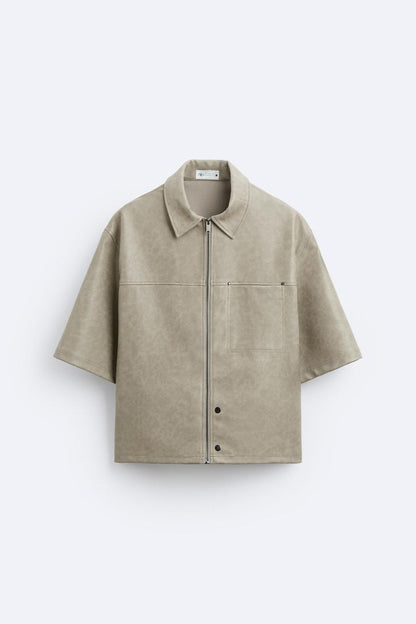 FADED LEATHER EFFECT OVERSHIRT