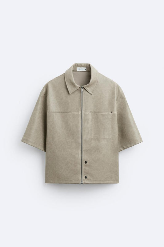 FADED LEATHER EFFECT OVERSHIRT