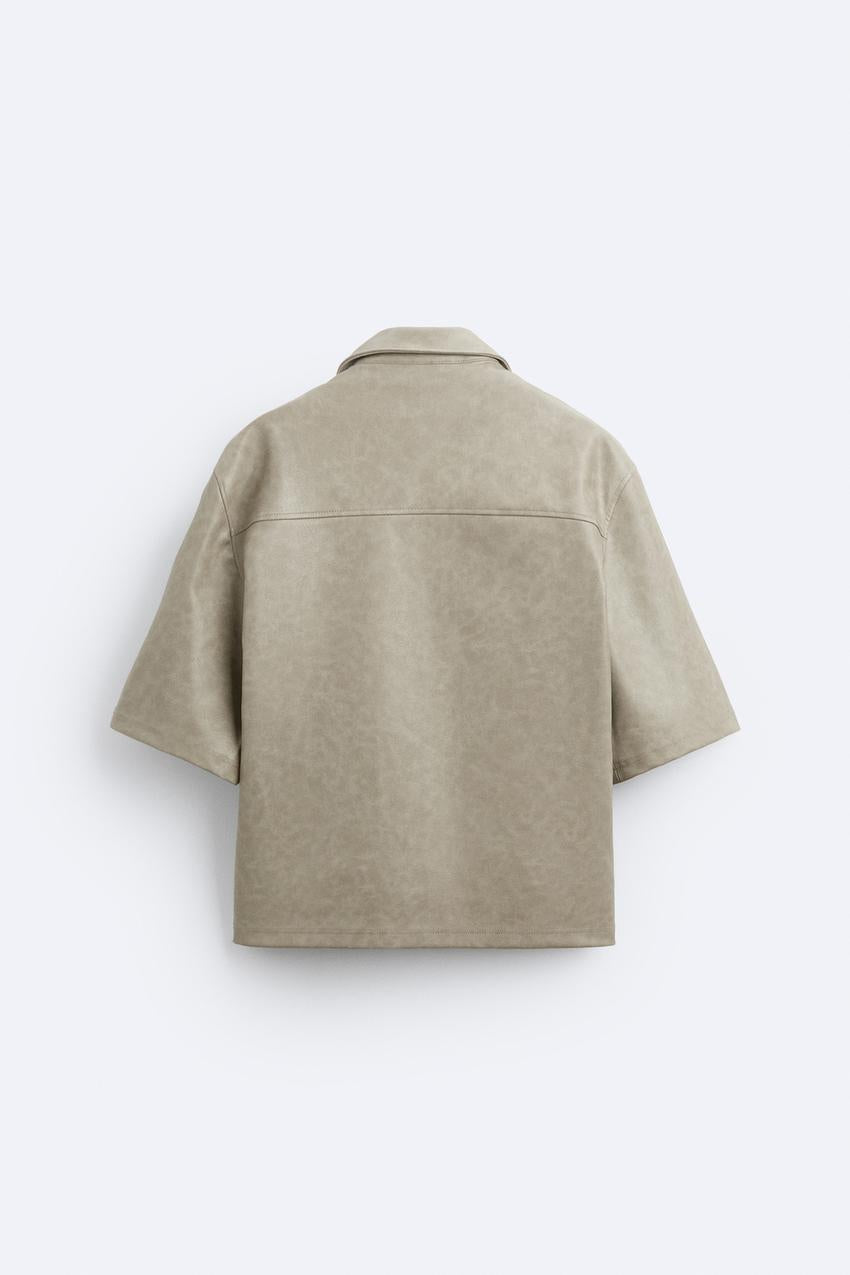 FADED LEATHER EFFECT OVERSHIRT