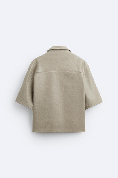FADED LEATHER EFFECT OVERSHIRT