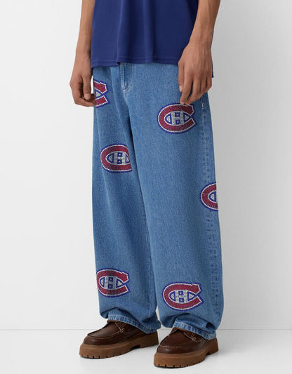 NHL BAGGY JEANS WITH PATCHES