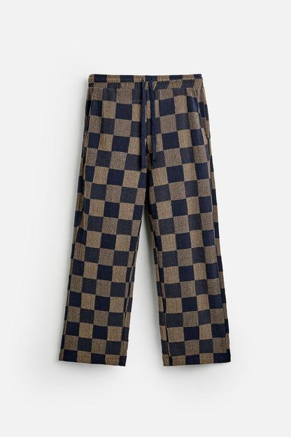 CHECK KNIT TROUSERS