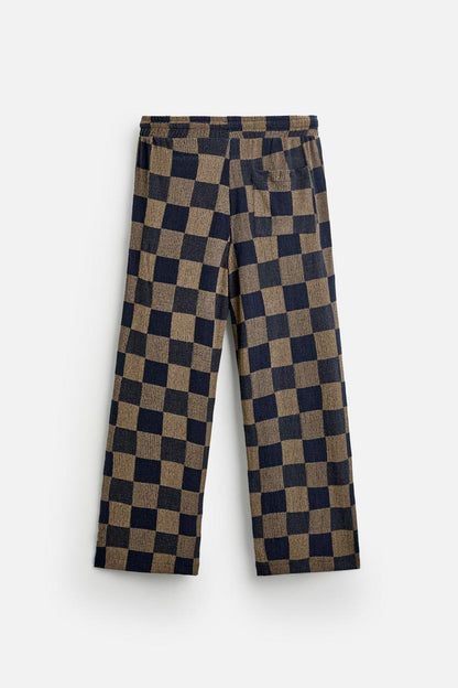 CHECK KNIT TROUSERS