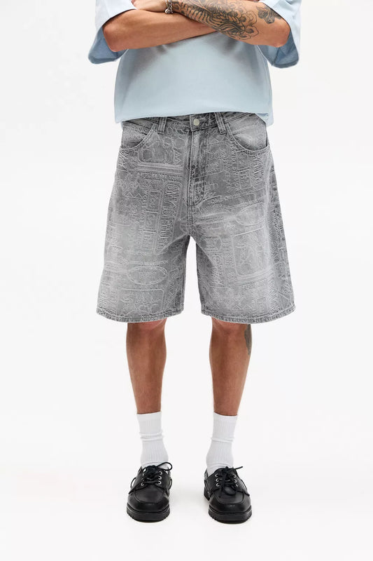 JACQUARD DENIM BERMUDA SHORTS
