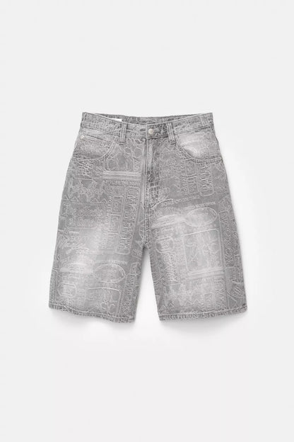 JACQUARD DENIM BERMUDA SHORTS