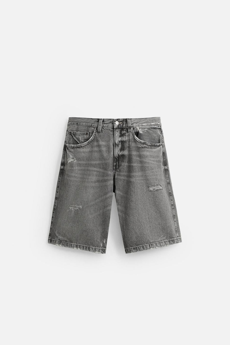 RIPPED BAGGY FIT DENIM BERMUDA SHORTS