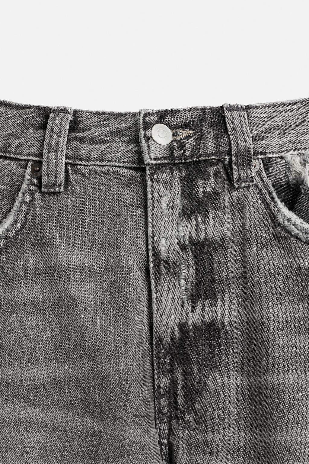 RIPPED BAGGY FIT DENIM BERMUDA SHORTS