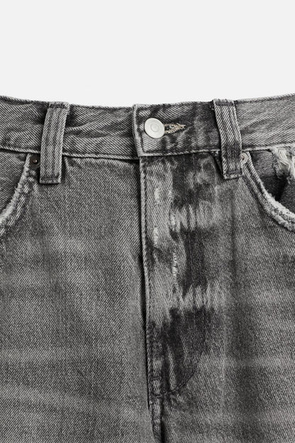 RIPPED BAGGY FIT DENIM BERMUDA SHORTS
