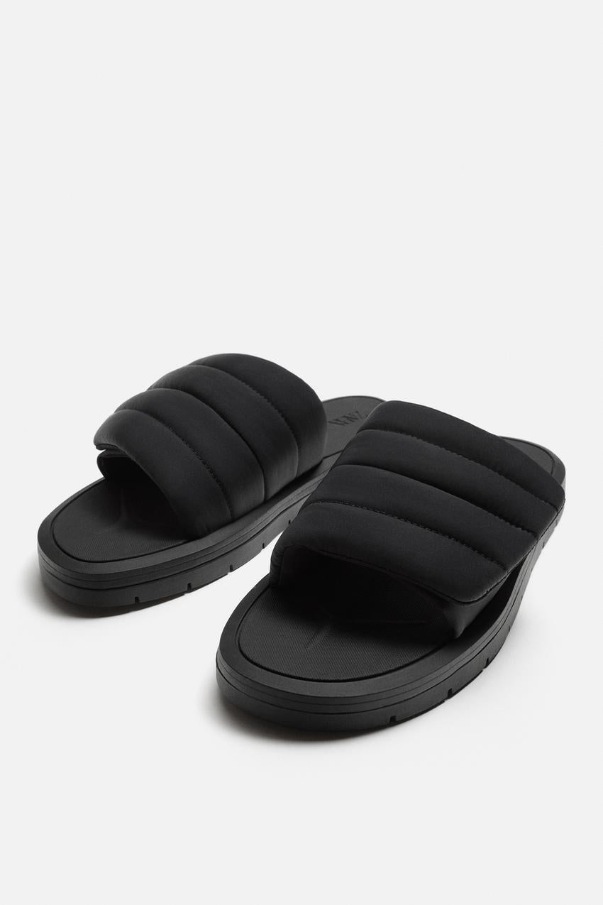QUILTED SLIDER SANDALS