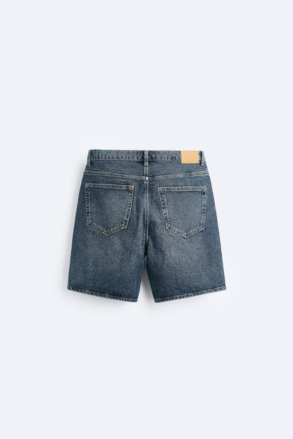BASIC DENIM BERMUDA SHORTS - BLUE