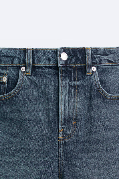 BASIC DENIM BERMUDA SHORTS - BLUE