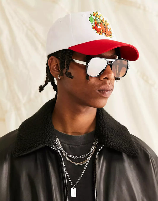 SNAPBACK CAP WITH CHERRY FLAME EMBROIDERY