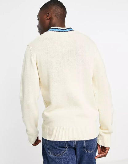 CABLE KNIT CRICKET JUMPER IN ECRU