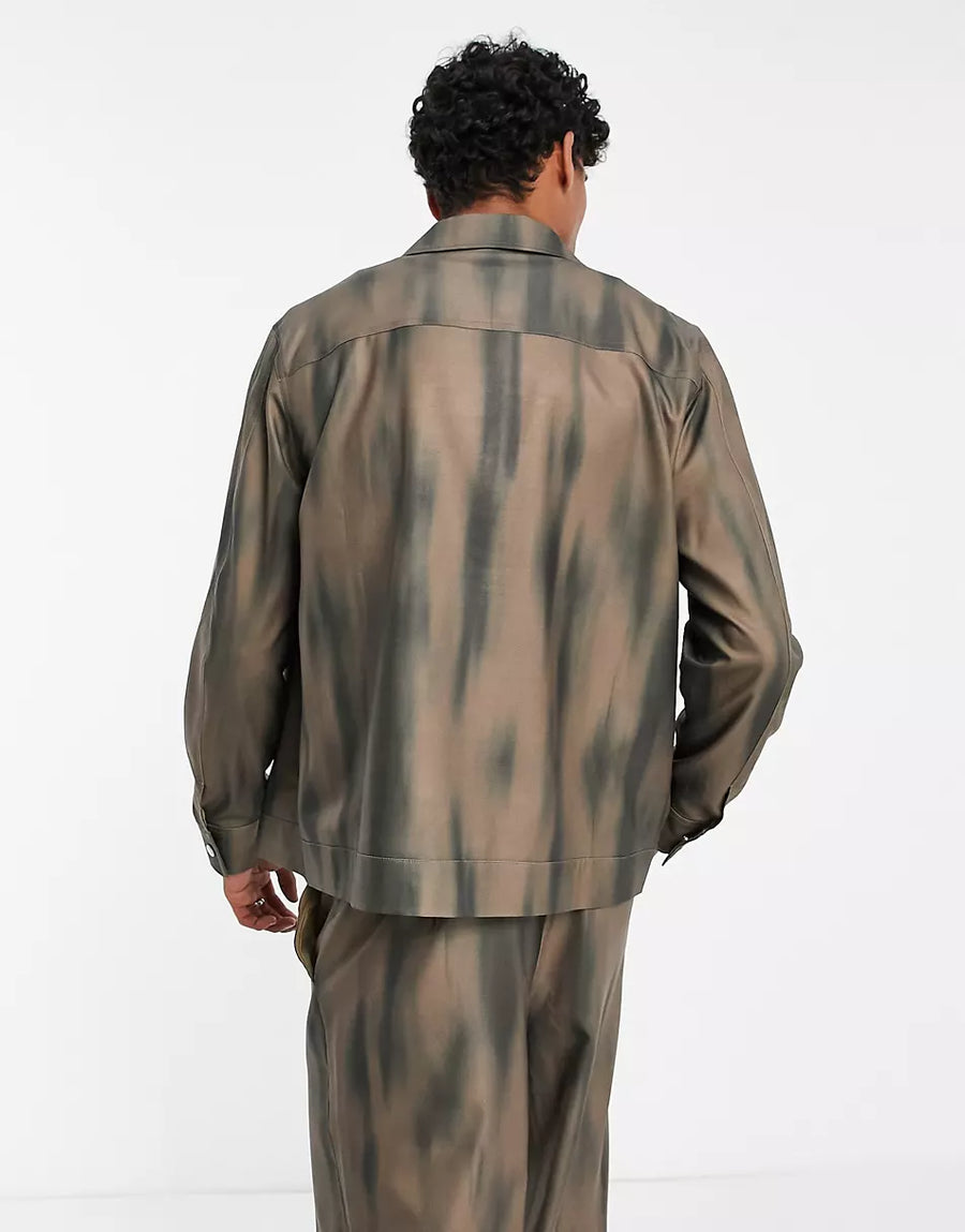 ZIP THROUGH JACKET IN BLUR PRINT