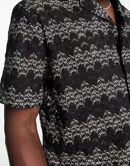 SHORT SLEEVE SHIRT WITH LACE DESIGN