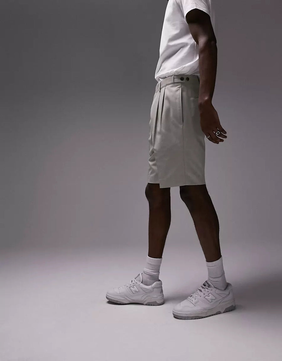 TWIN PLEAT LINEN SHORT