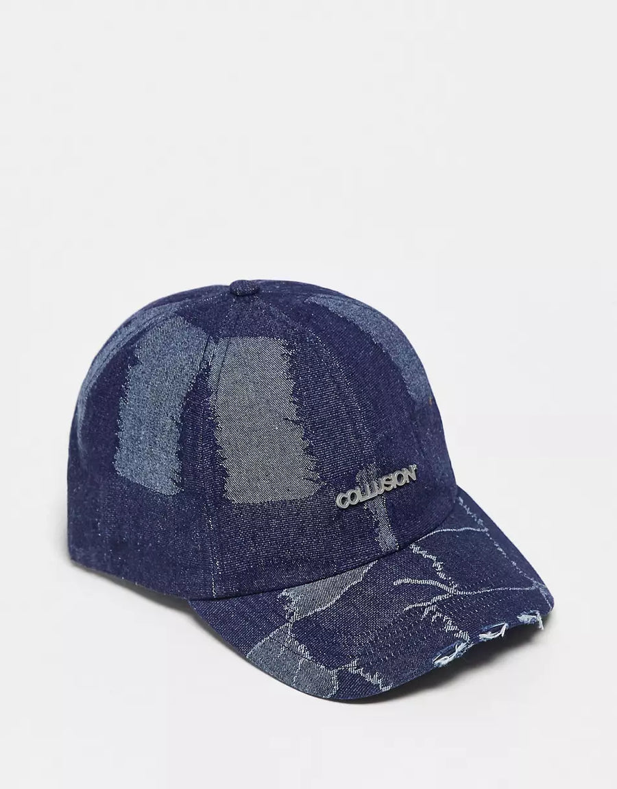 UNISEX PATCHWORK DISTRESSED DENIM CAP