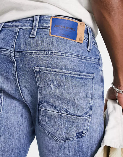 INTELLIGENCE GLENN SLIM FIT JEANS WITH PANT PLATTER RIP AND REPAIR
