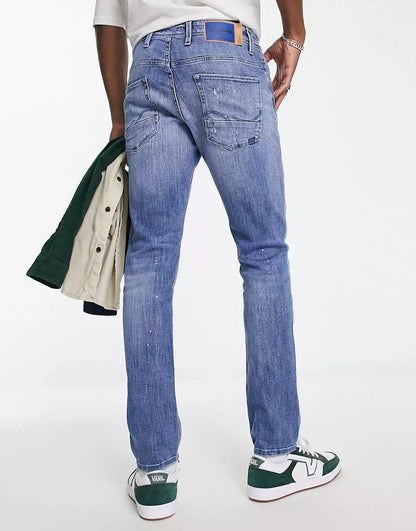 INTELLIGENCE GLENN SLIM FIT JEANS WITH PANT PLATTER RIP AND REPAIR