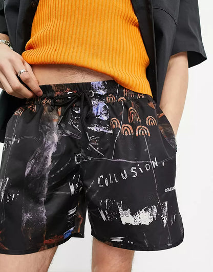 SHORTER LENGTH PRINTED SWIM SHORT MULTI