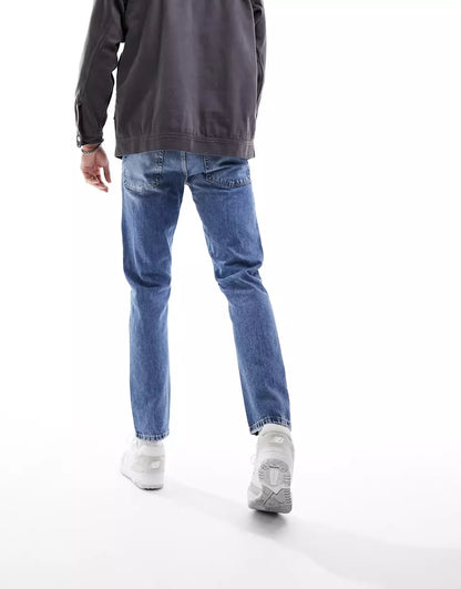 SLIM JEANS IN VINTAGE MID BLUE WITH RIPS