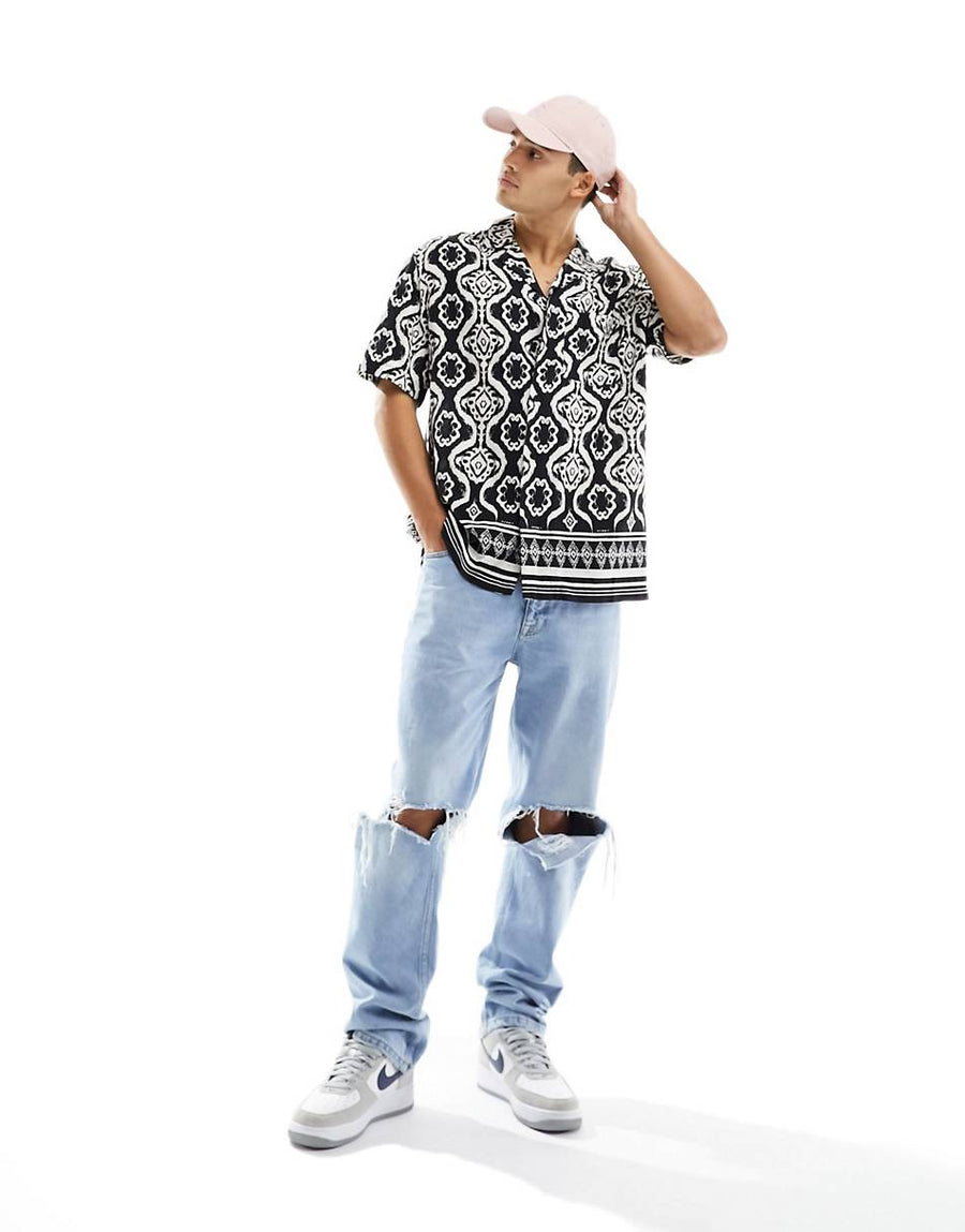 SHORT SLEEVE AZTEC PRINT SHIRT