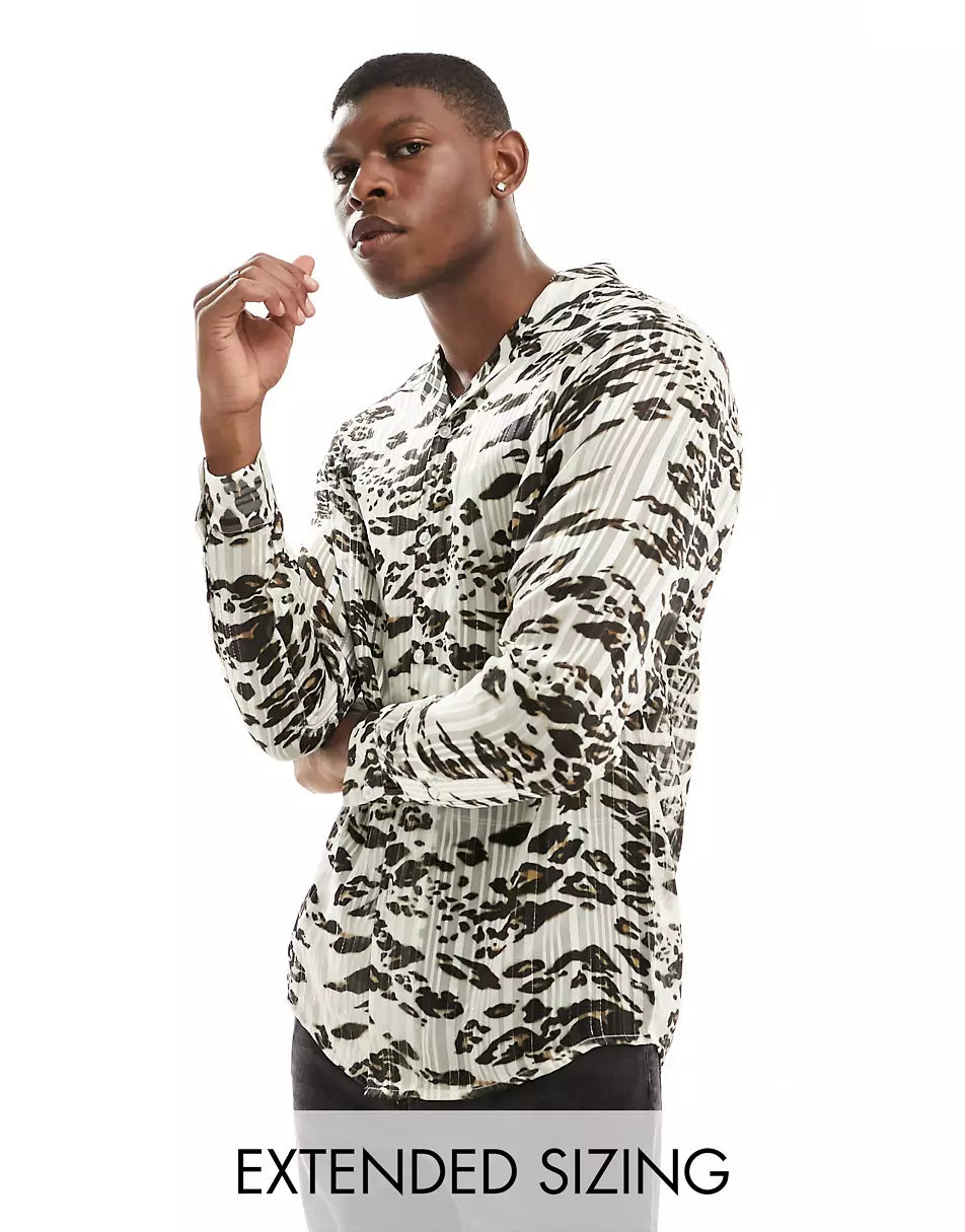 REVERE SATIN SHIRT IN ANIMAL PRINT