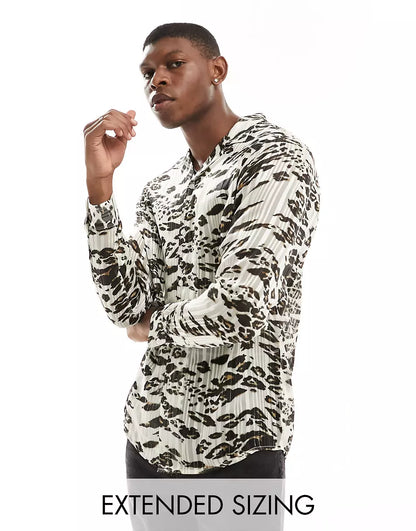 REVERE SATIN SHIRT IN ANIMAL PRINT