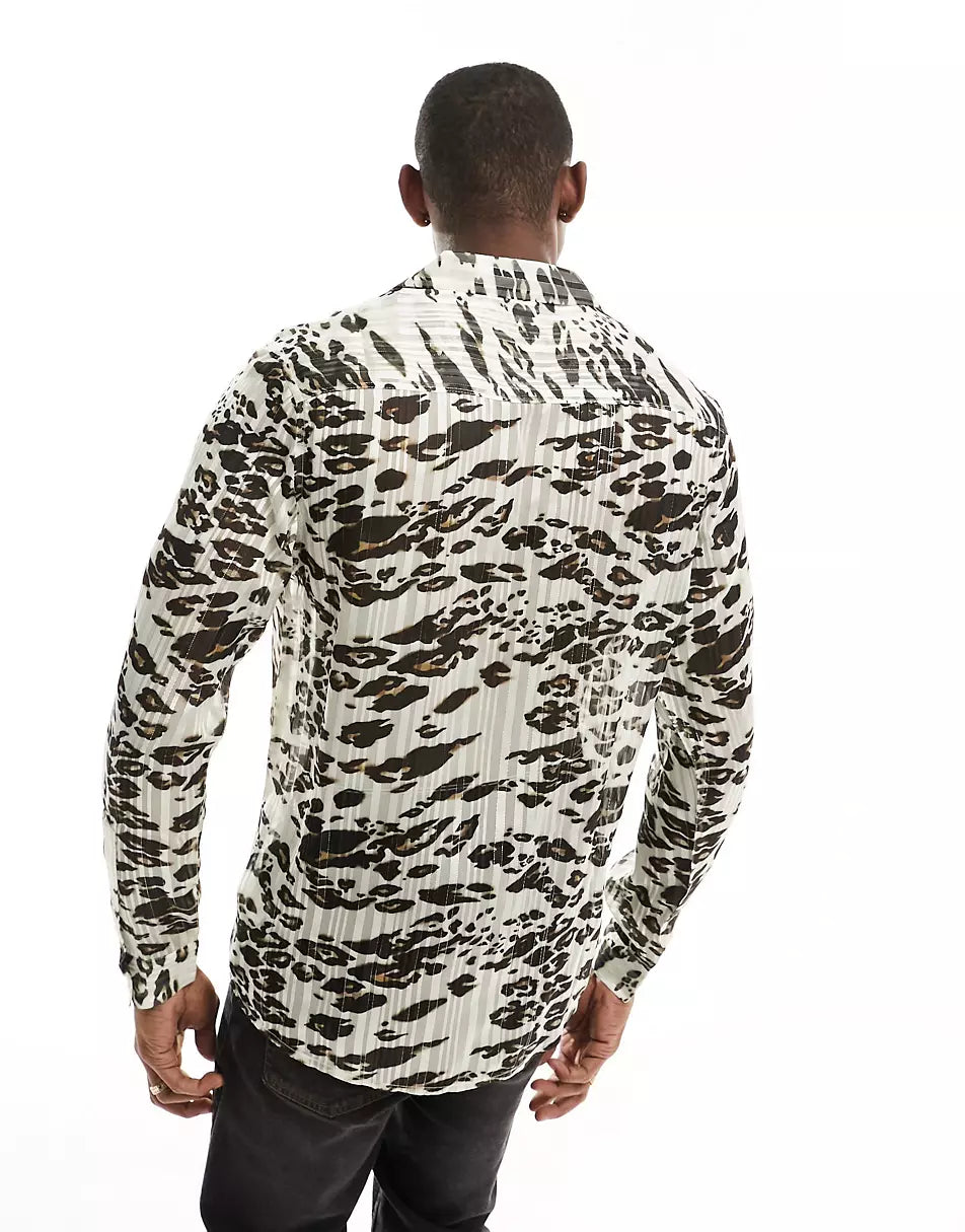 REVERE SATIN SHIRT IN ANIMAL PRINT