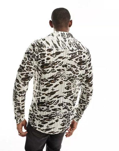 REVERE SATIN SHIRT IN ANIMAL PRINT