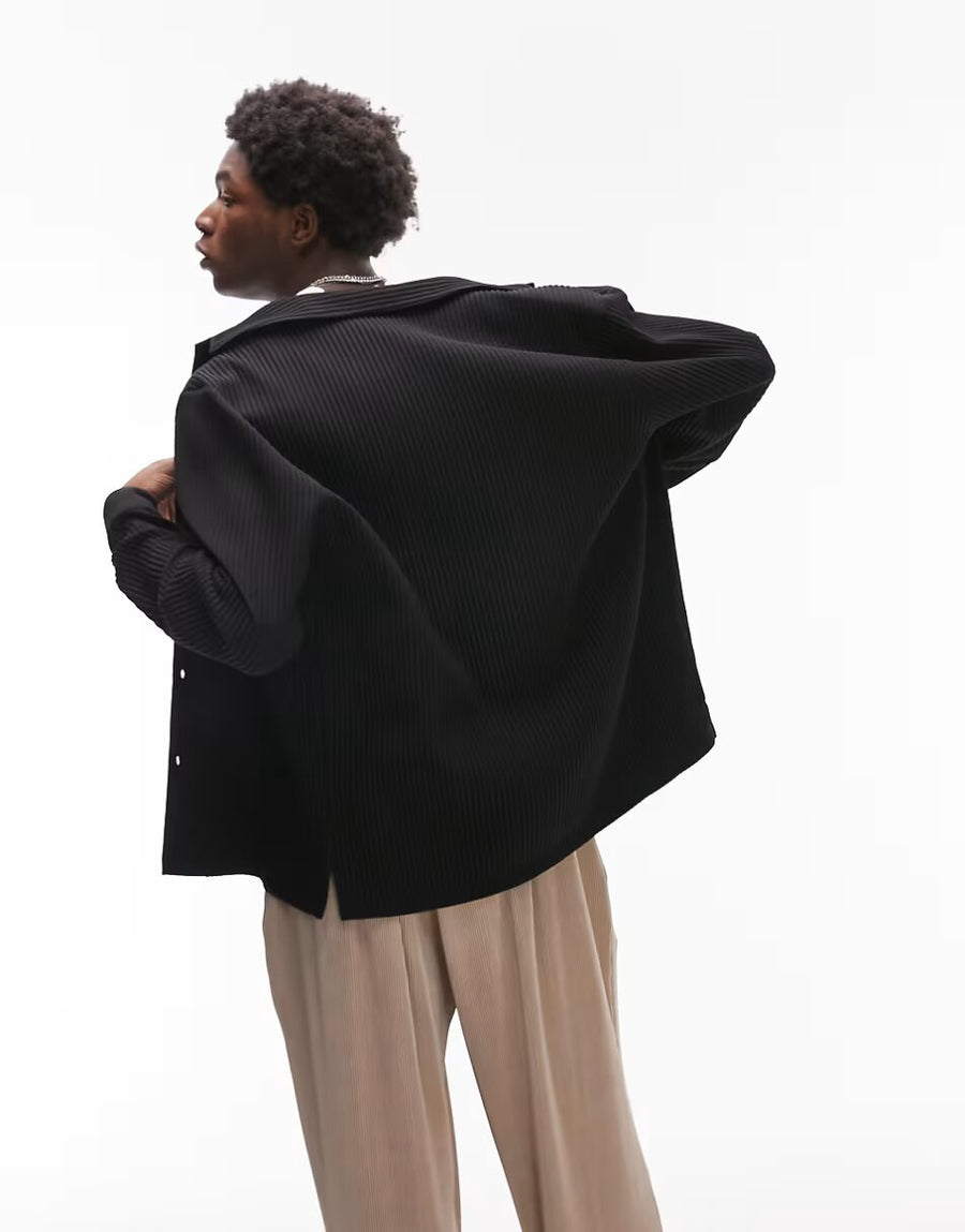 LONG SLEEVE REGULAR FIT REVERE PLISSE SHIRT