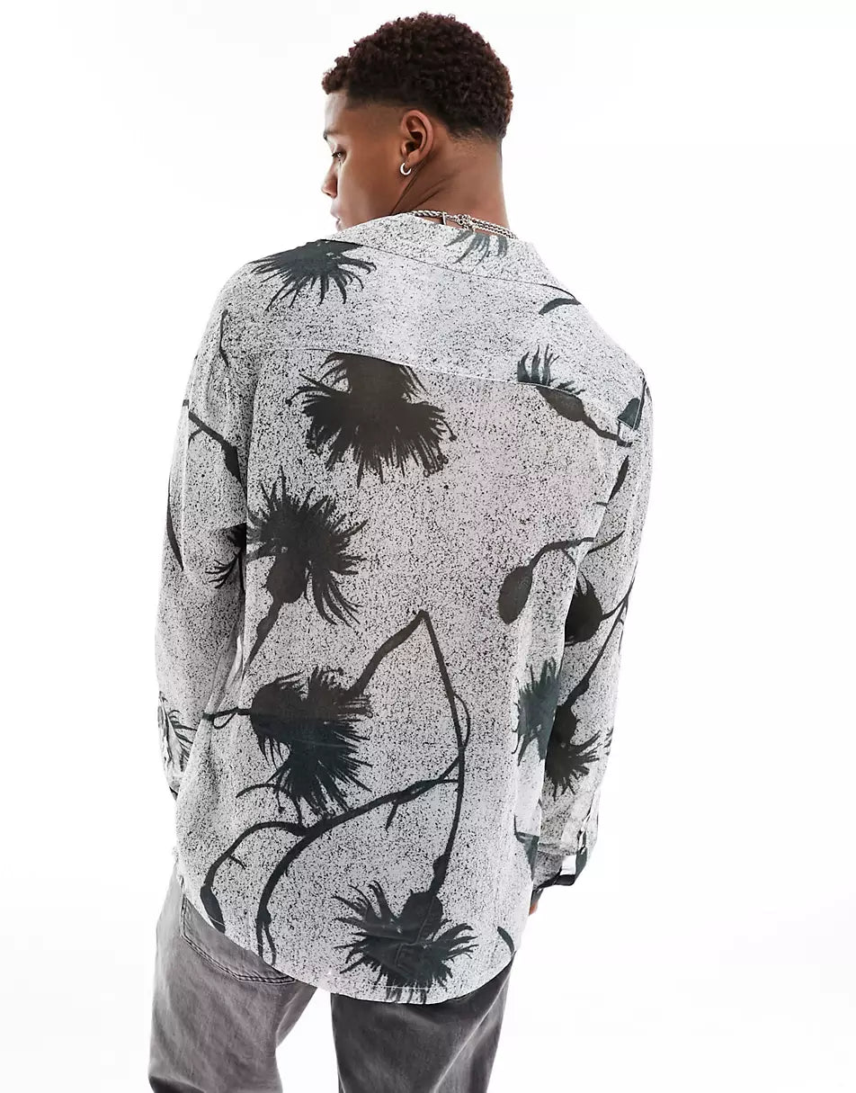 BOXY OVERSIZED REVERE SHIRT IN MONEY PRINT