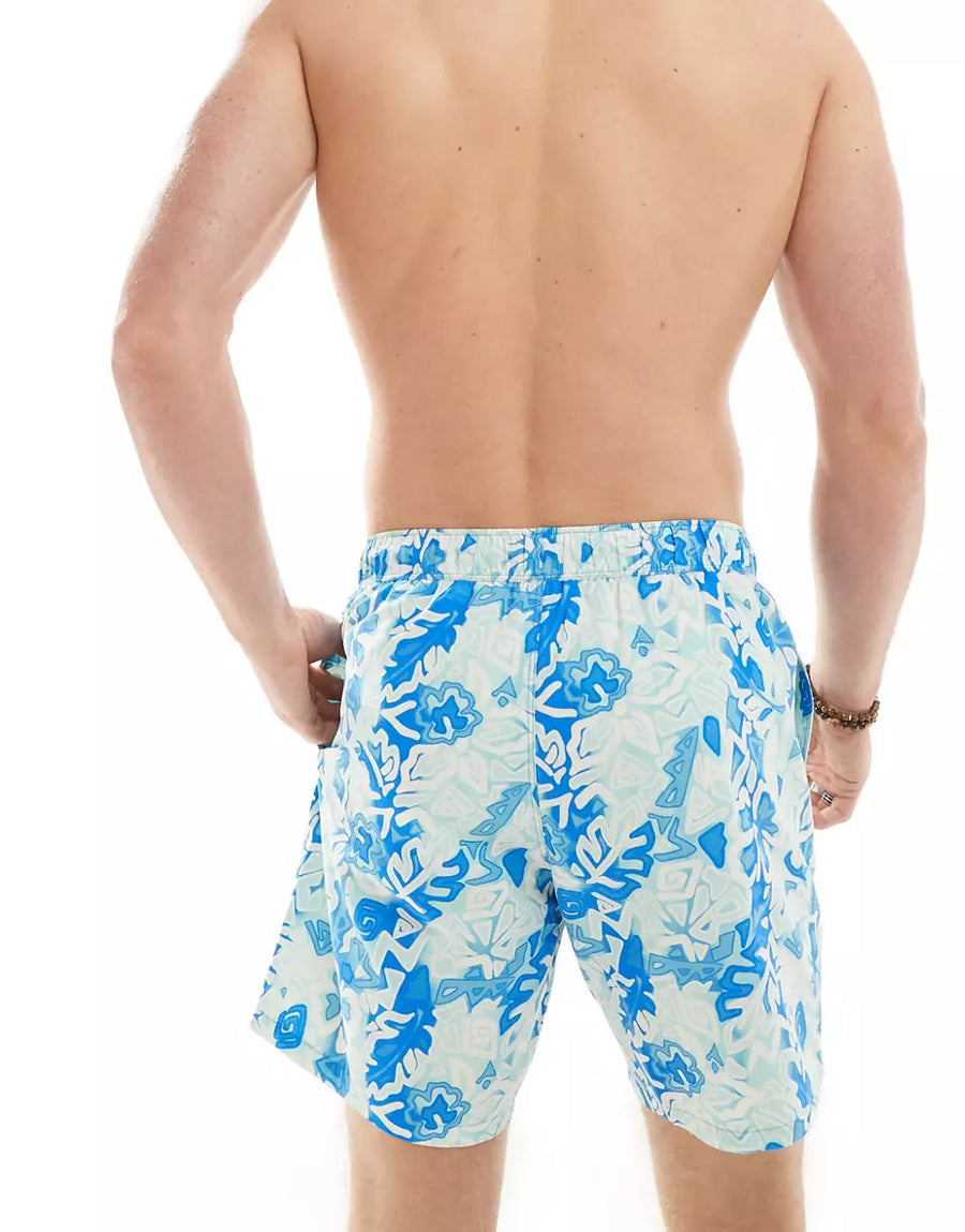 SWIM SHORTS IN MID LENGTH IN TROPICAL VINTAGE LOOK PRINT