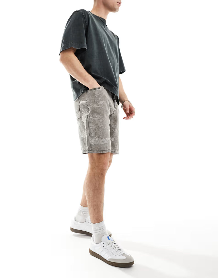 OVERSIZED TEXTURED SHORT IN WASHED BLACK