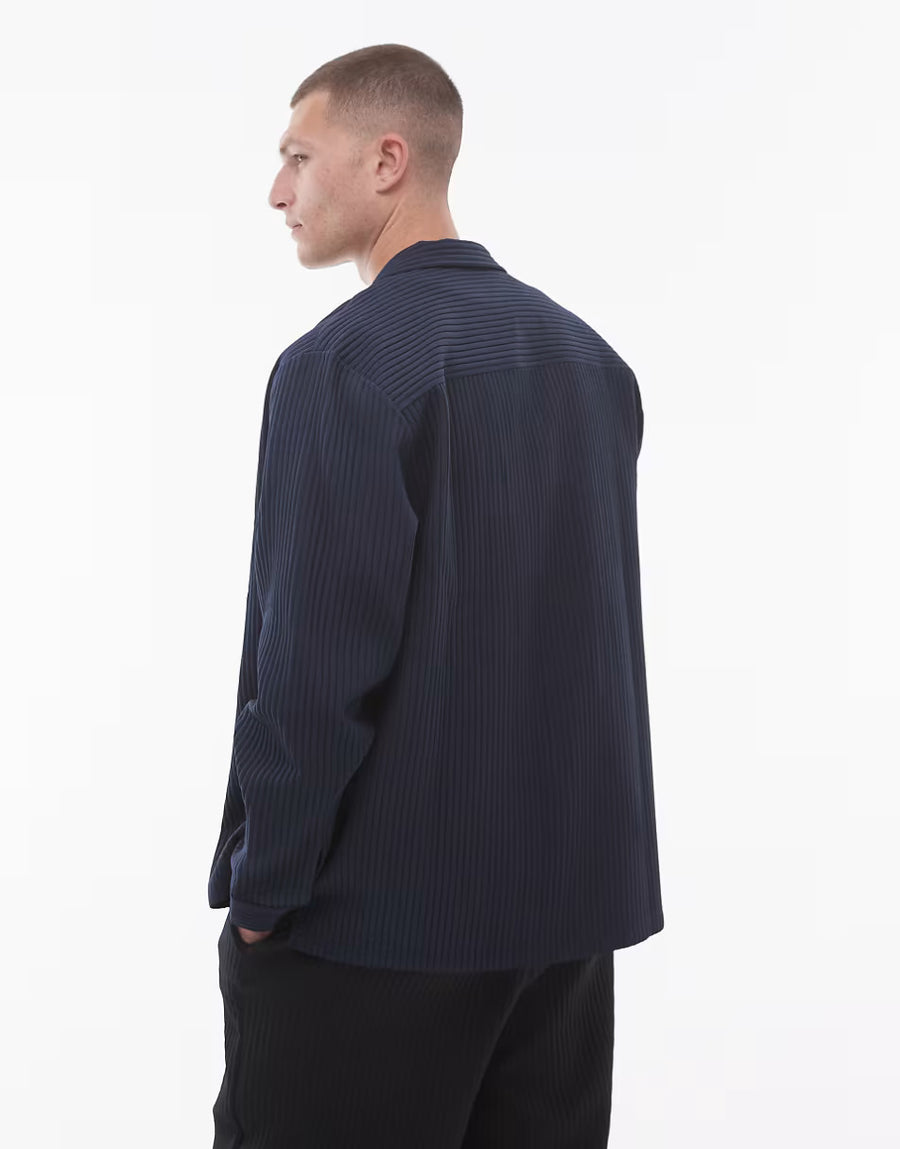 LONG SLEEVE REGULAR FIT REVERE PLISSE SHIRT
