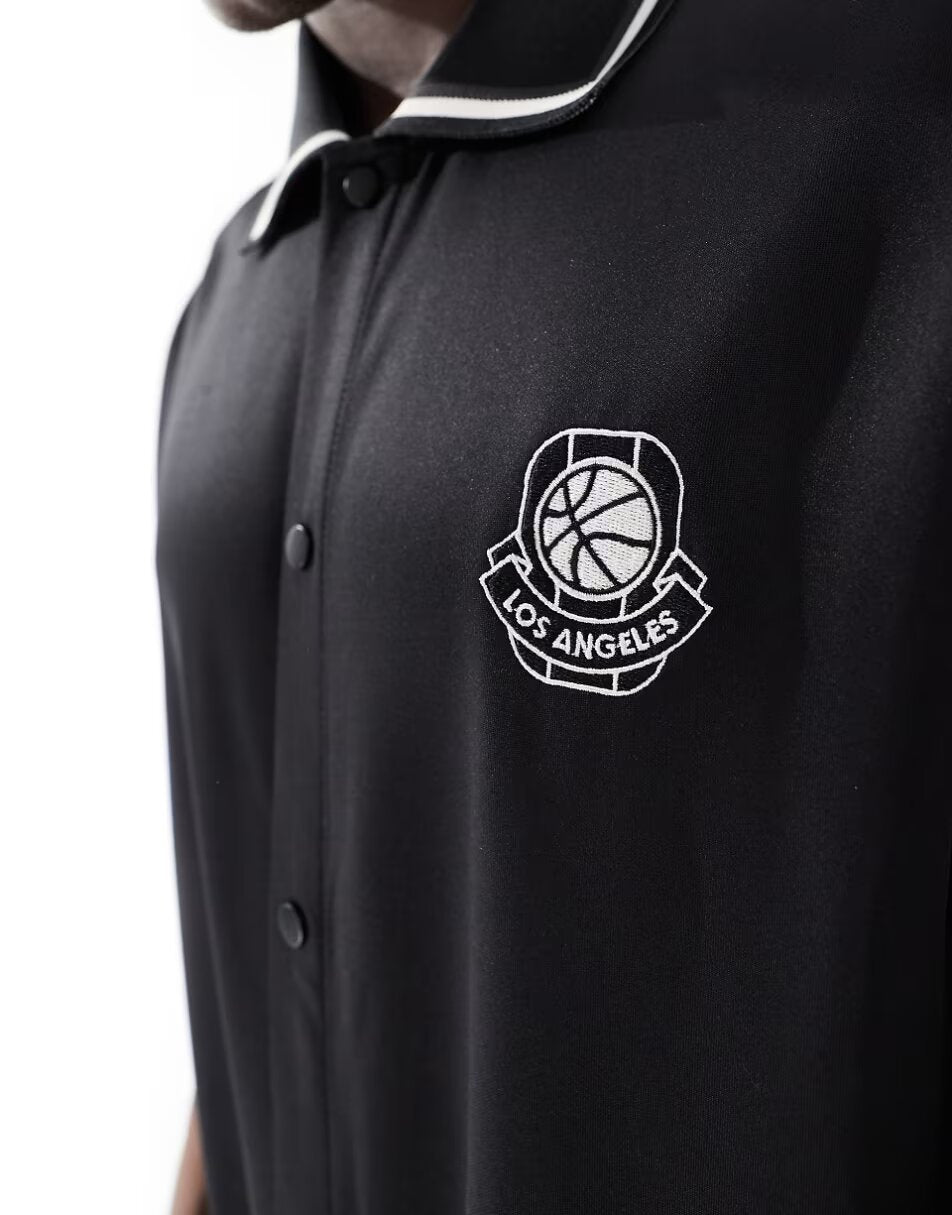 SPORTS TIPPED COLLAR SHIRT IN BLACK