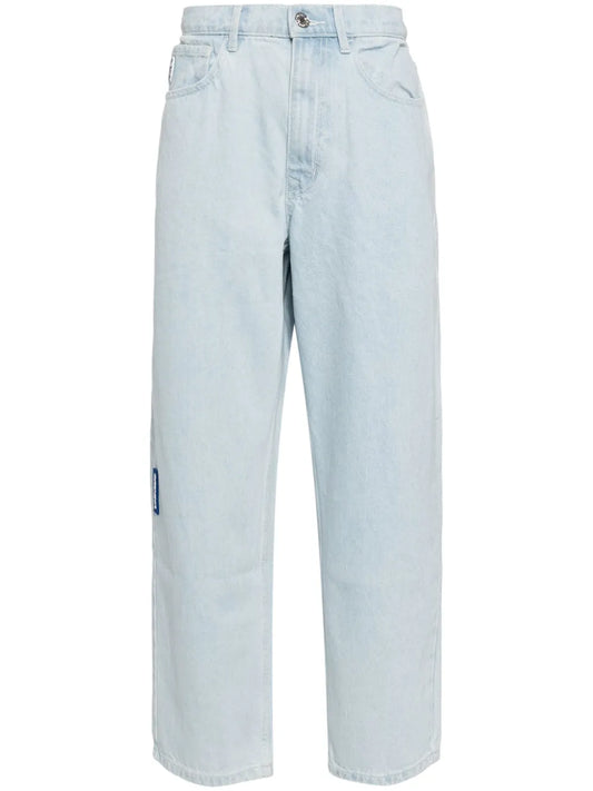 LOGO PATCH STRAIGHT LEG DENIM JEANS