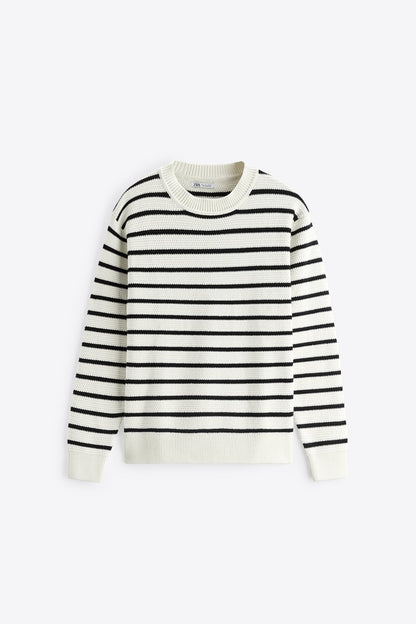 STRIPED COTTON SWEATER