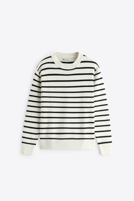 STRIPED COTTON SWEATER