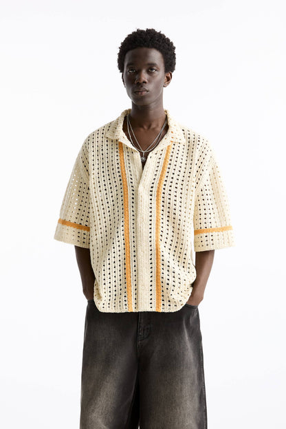 SHORT SLEEVE CROCHET SHIRT