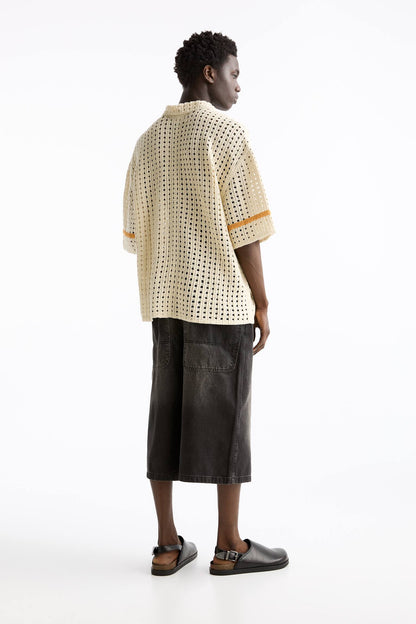 SHORT SLEEVE CROCHET SHIRT