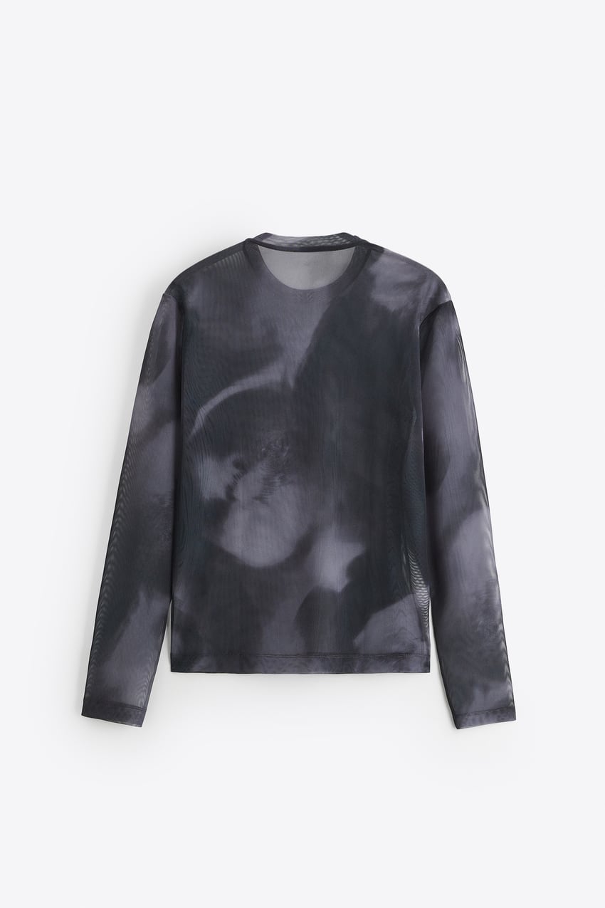 TULLE T-SHIRT WITH ABSTRACT PRINT