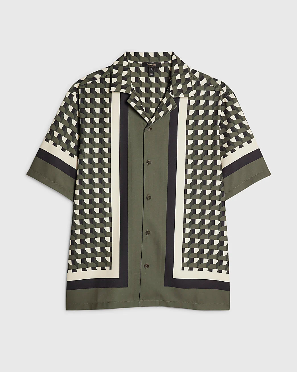 GREEN REGULAR FIT GEOMETRIC BORDER SHIRT